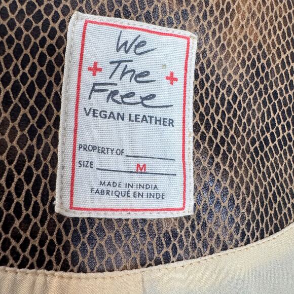 Free People We the Free Fenix Snake Skin Vegan Leather Moto Jacket Distress M - Picture 10 of 13